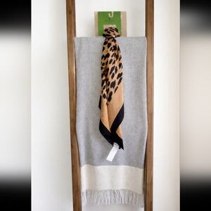 Kate Spade Leopard Print Scarf - Black and Tan